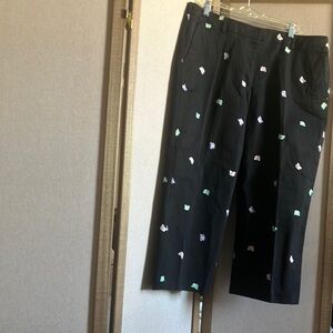 FINAL MARKDOWN Black classic elements Pants Colorful Embroidered butterflies 12